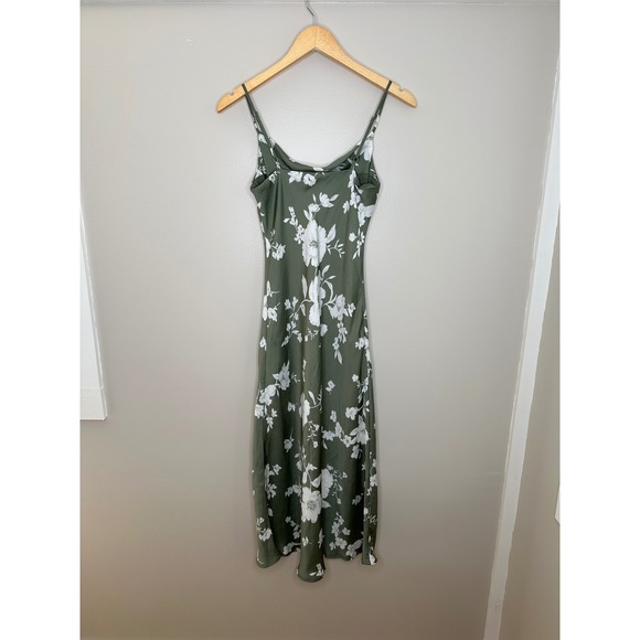 Altar'd State Women's Floral Dark Sage‎ Cowl Neck Slip Midi Dress XS - Picture 6 of 8